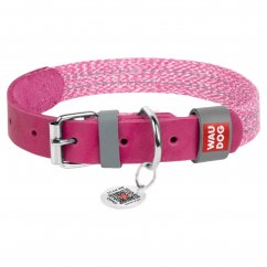 WauDdog Classic Dog collar with QR code Waudog size S pink