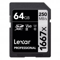 64GB Lexar Pro 1667X SDXC UHS-II U3 (V60) R250/W120
