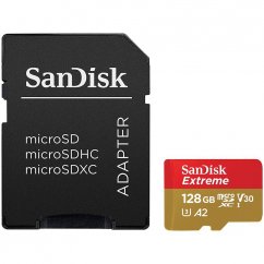128GB SanDisk microSDXC Card Extreme A2 C10 V30 UHS-I U4 + SD Adapter